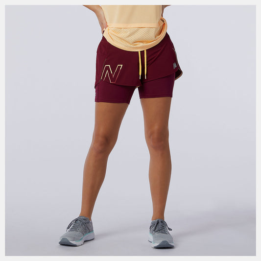 New Balance On Sale - Printed Impact Run 2 In 1 Short