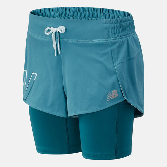 New Balance Sale - Printed Impact Run 2 In 1 Short